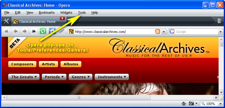 enabling popups in Opera
